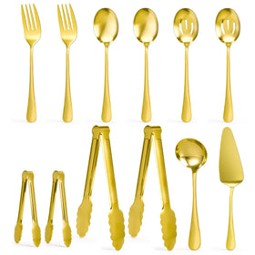 Artcochan gold serving set with large spoons for elegant buffet service