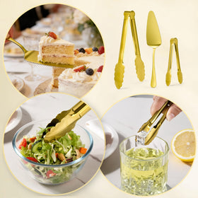 Artcochan gold serving set tongs for controlled portions