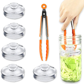 Artcome 5-pack glass fermentation weights for wide-mouth jars provide steady brine pressure.