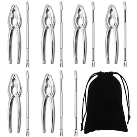 Artcome seafood tools set main image with six zinc alloy crackers and seven forks for at-home seafood prep