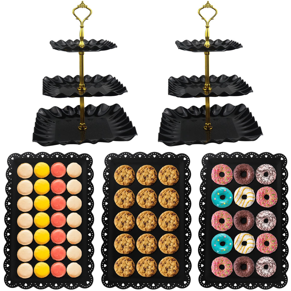 ArtCute black dessert stand setup for an elegant party display.
