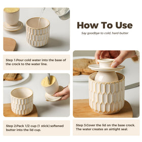 ArteBake butter crock fill lid with butter and water to line