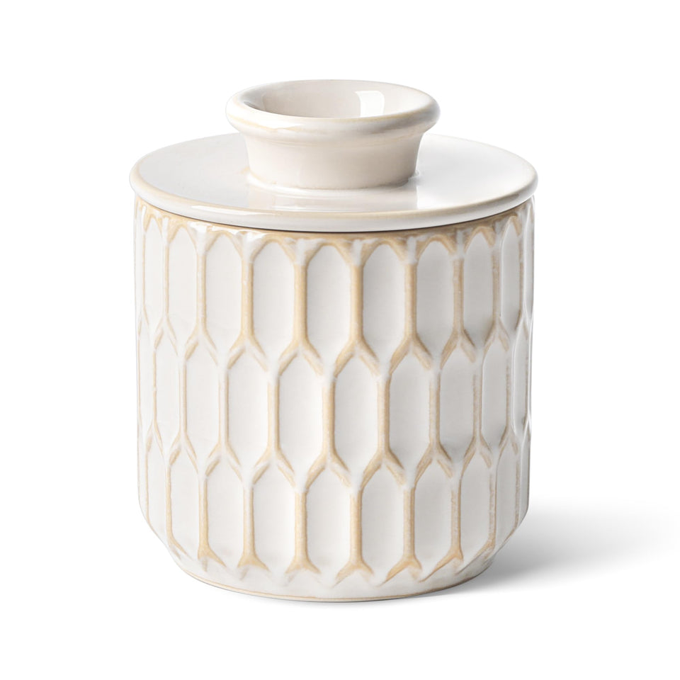 ArteBake butter crock with water line keeps butter soft and ready to spread