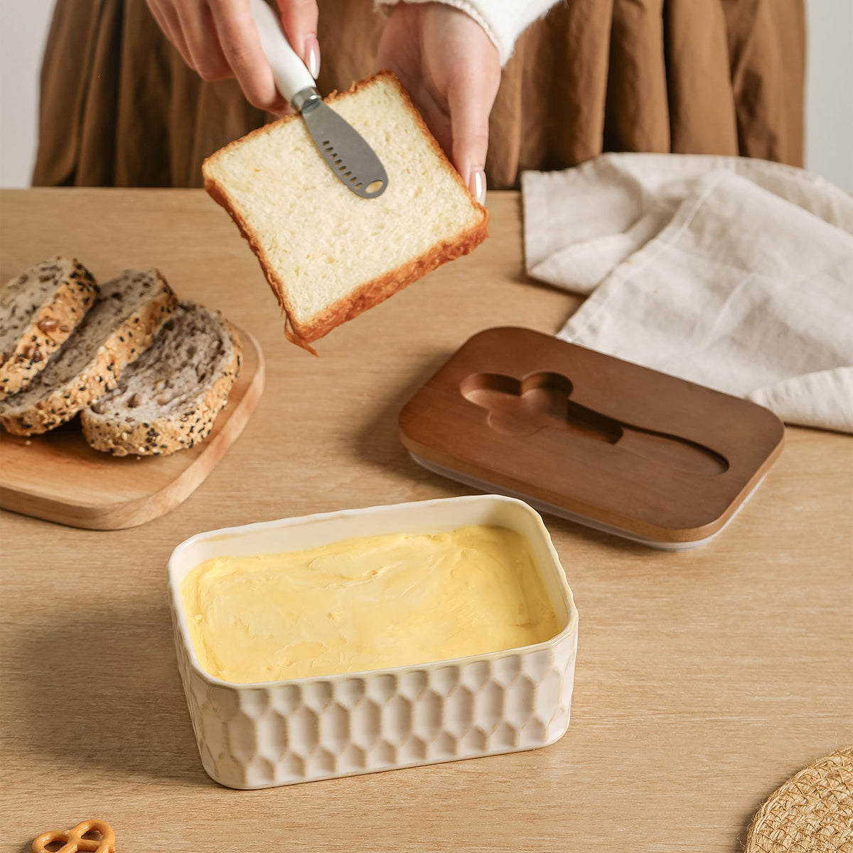 ArteBake butter dish on kitchen counter complements modern farmhouse decor.