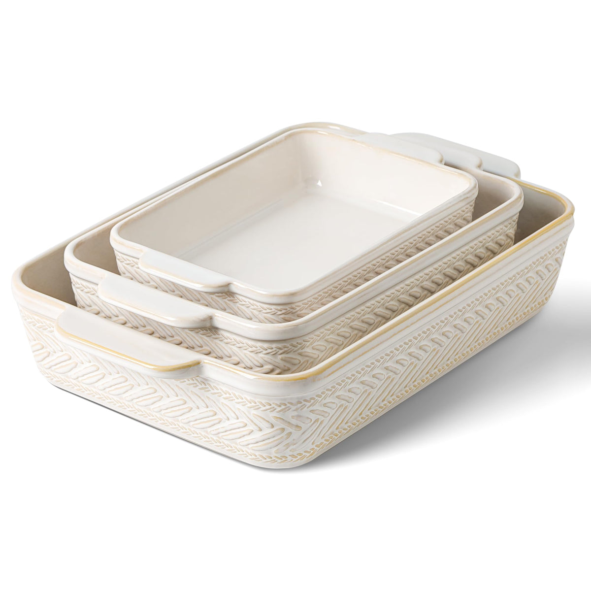 ArteBake casserole dishes set large rectangle shown, ideal for family-sized lasagnas and hearty dishes.