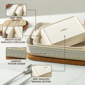 ArteBake small rectangle dish with glazed interior, simple to clean after baking.