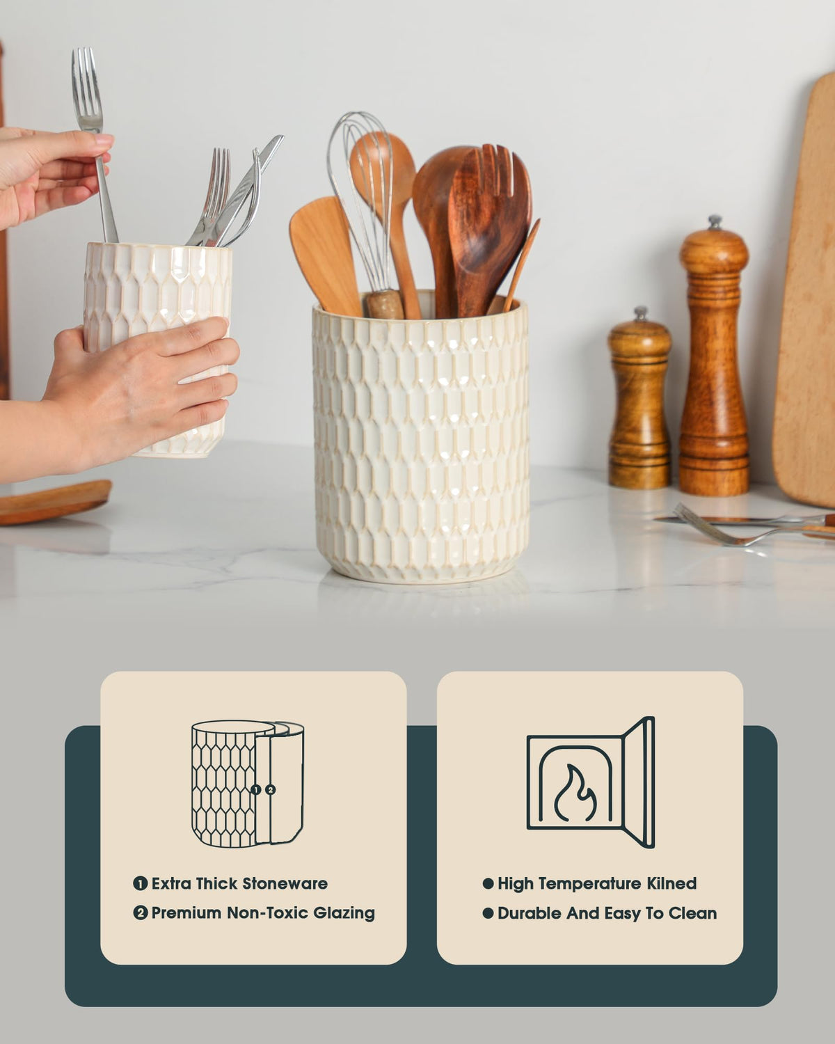 ArteBake small holder holds knives and whisks for quick access.