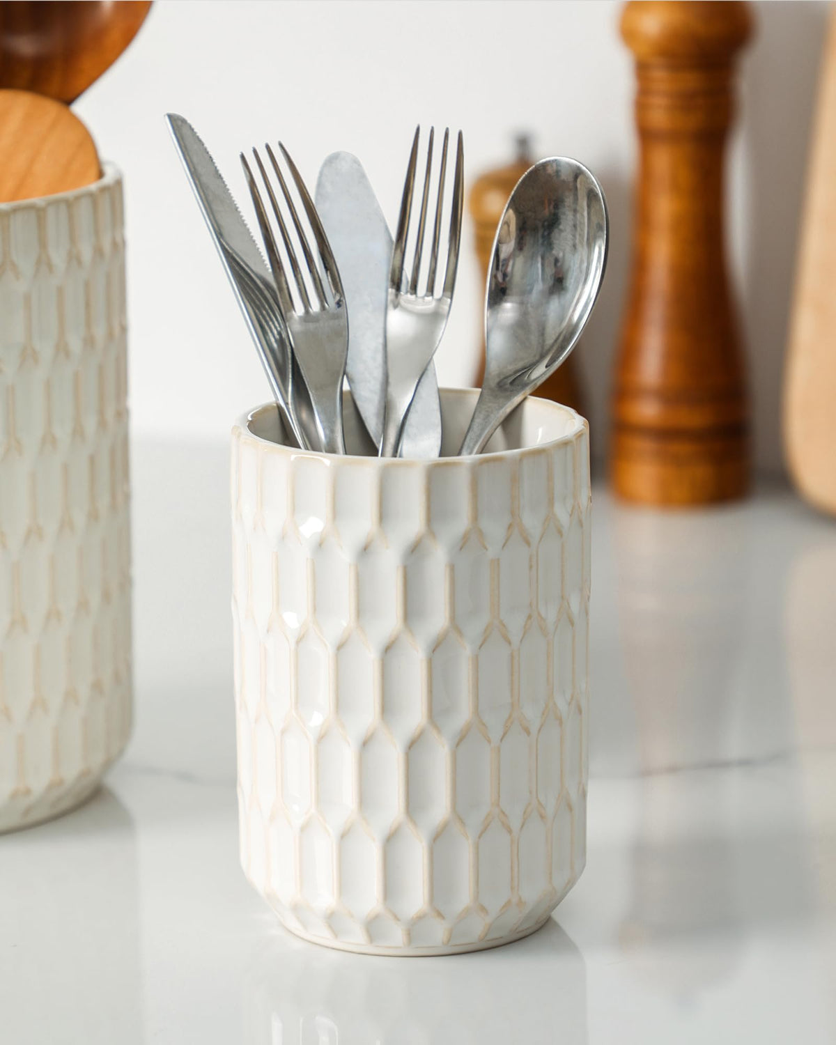 ArteBake beige utensil holder set of 2 complements farmhouse and modern kitchens.