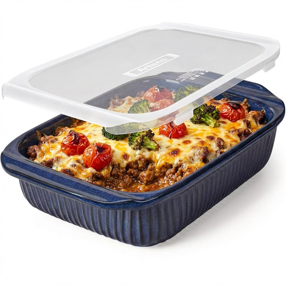 Artena 5.1-quart rectangular baking dish ready for oven meals.