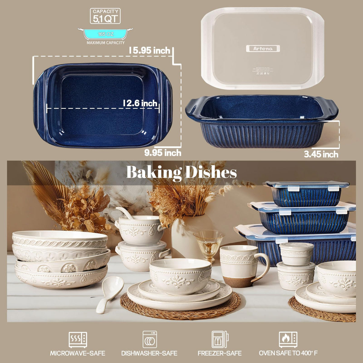 Artena baking dish lid for secure fridge storage.