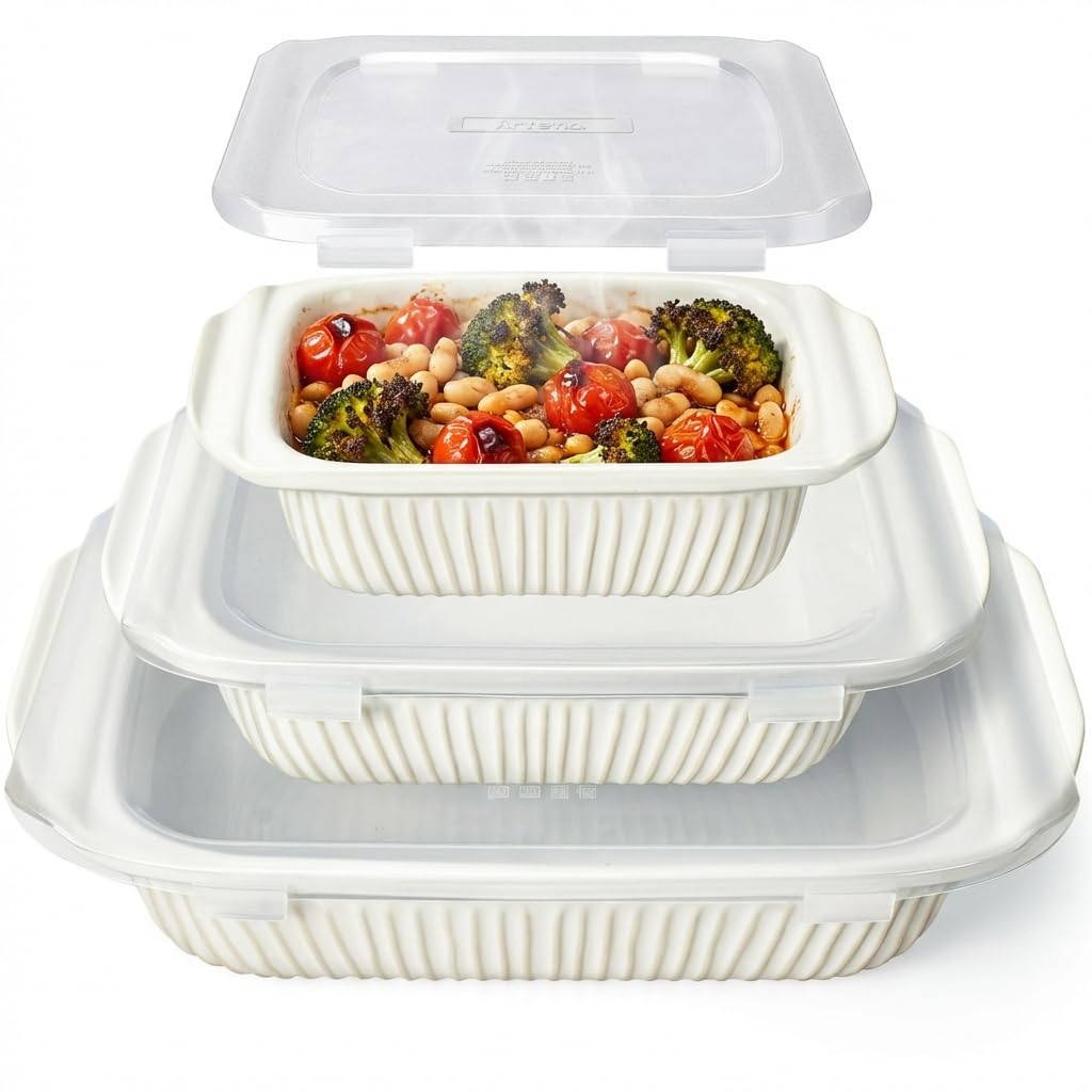 Artena large 5.1 qt casserole in white ceramic, ideal for family meals.