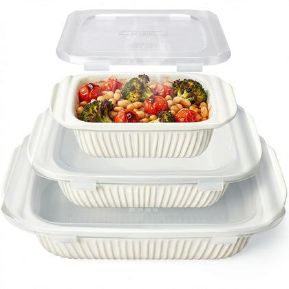 Artena large 5.1 qt casserole in white ceramic, ideal for family meals.