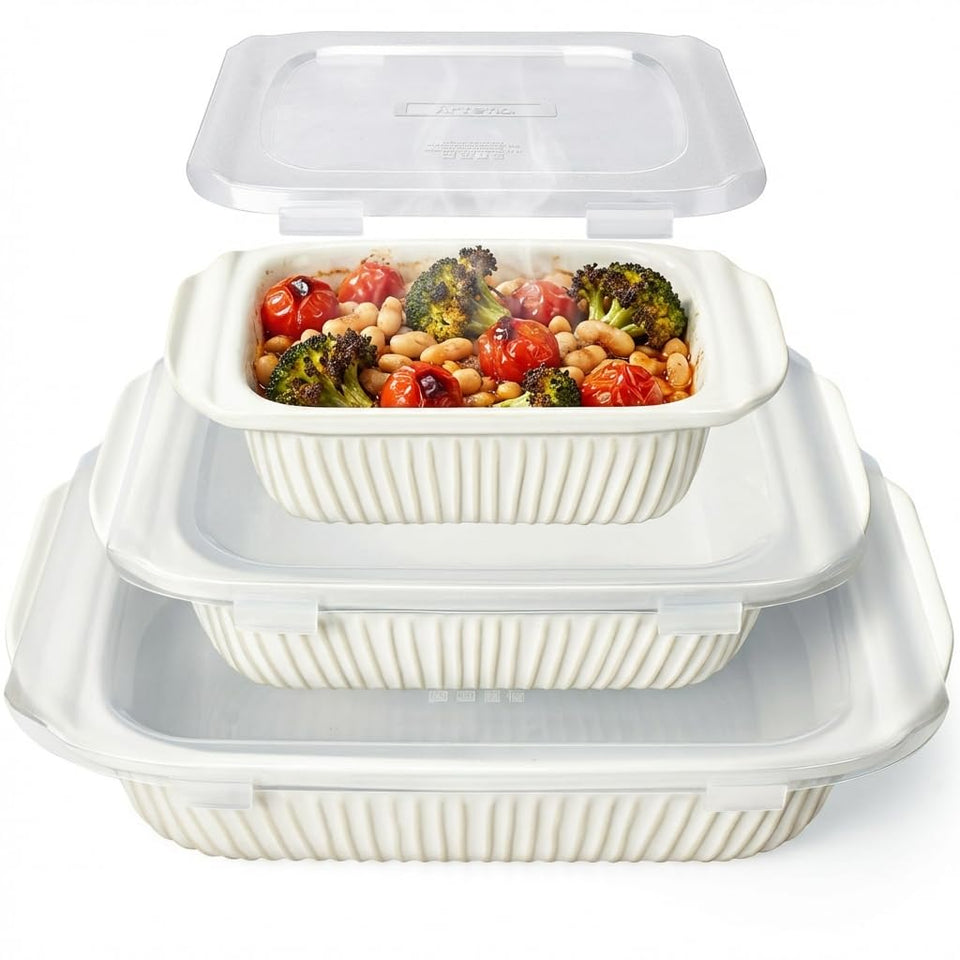Artena large 5.1 qt casserole in white ceramic, ideal for family meals.