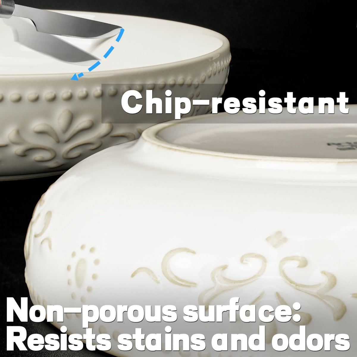 Artena easy-clean glazed ceramic bowls for quick maintenance.