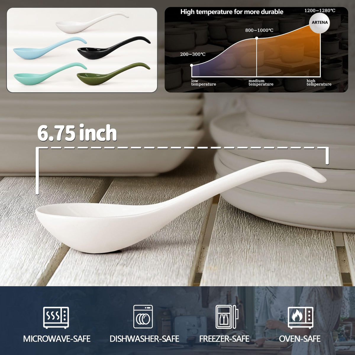 Durable heat-resistant porcelain for everyday family meals.
