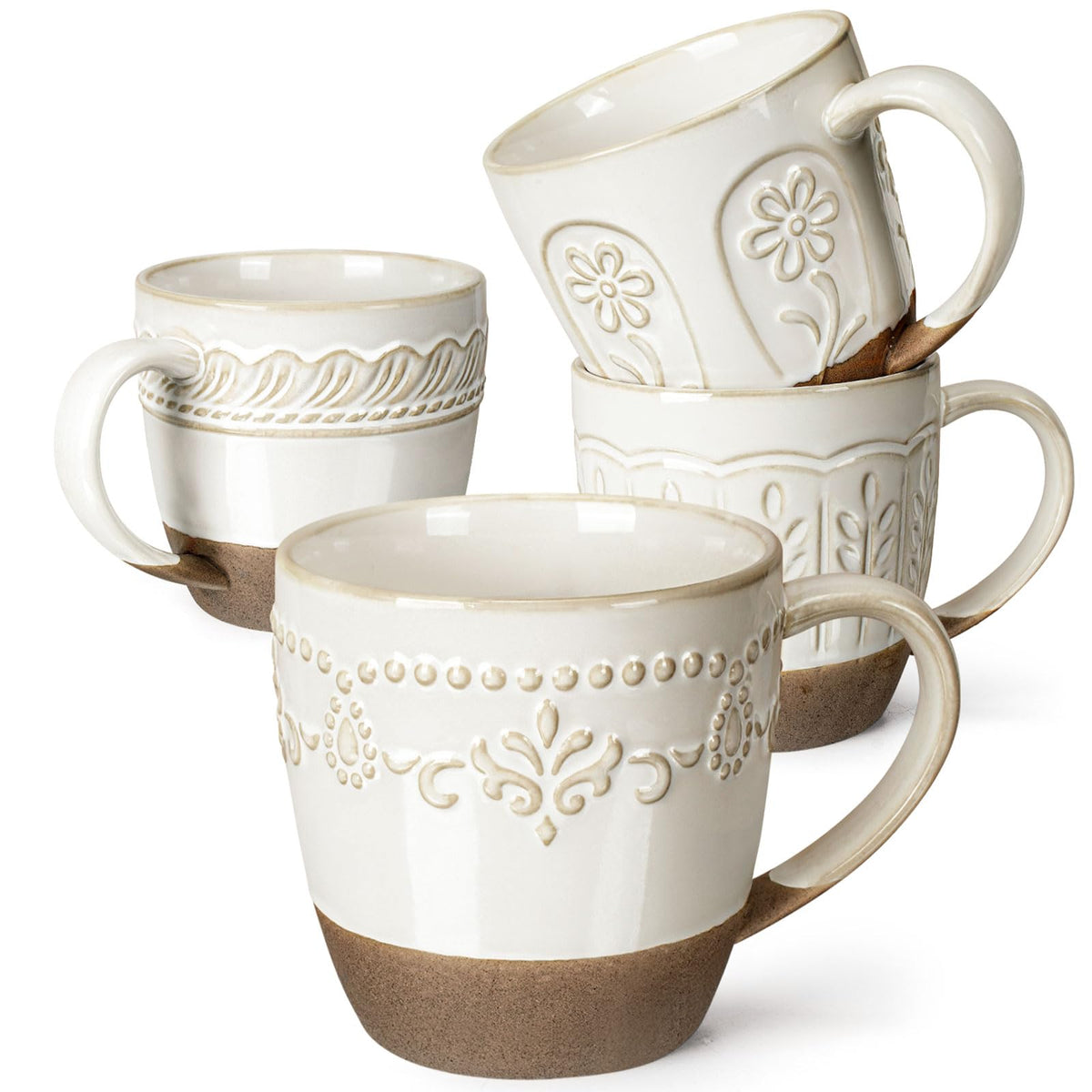 Artena Mugs front view 4-pack showcases large 16oz capacity ideal for generous morning coffee