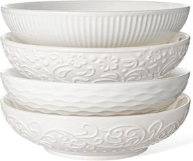 Artena pasta bowls 32oz embossed design close-up shows craftsmanship and texture.