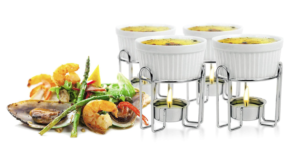 Artestia butter warmer set with ceramic bowls for melted butter at the table.