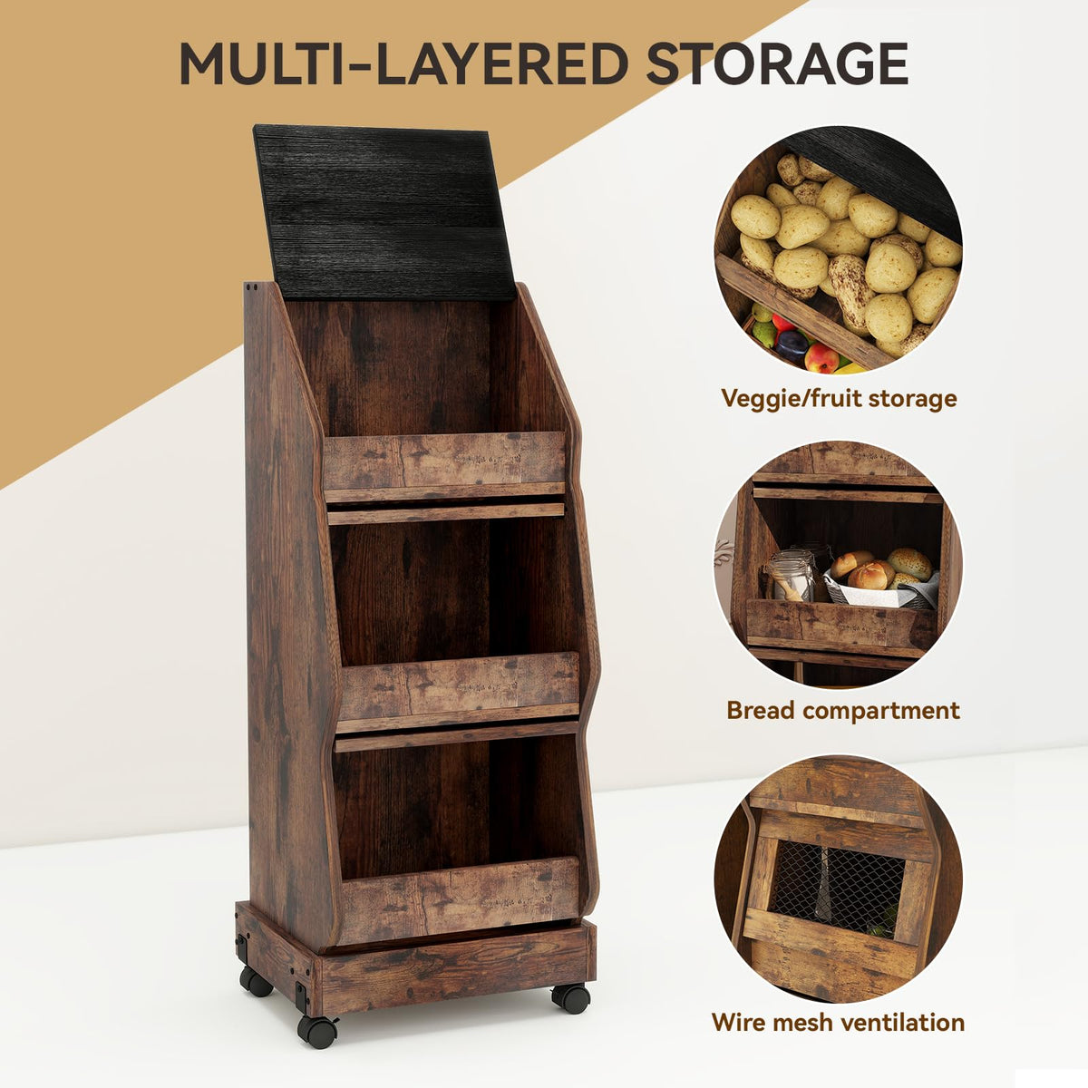 ARTETHYS compact yet spacious design saves counter space while organizing root vegetables.