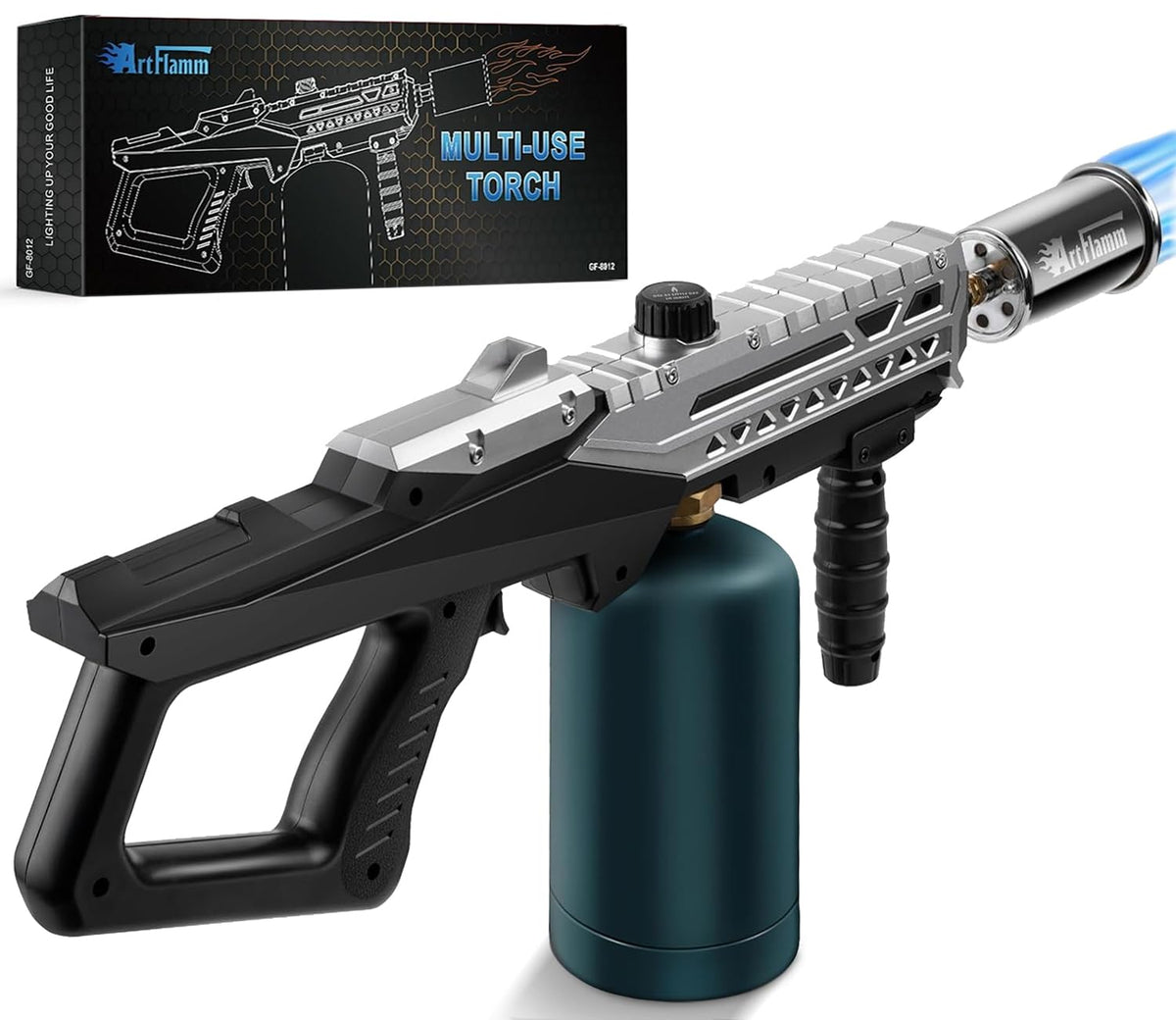 ARTFLAMM grill torch gun handle close-up for secure grip