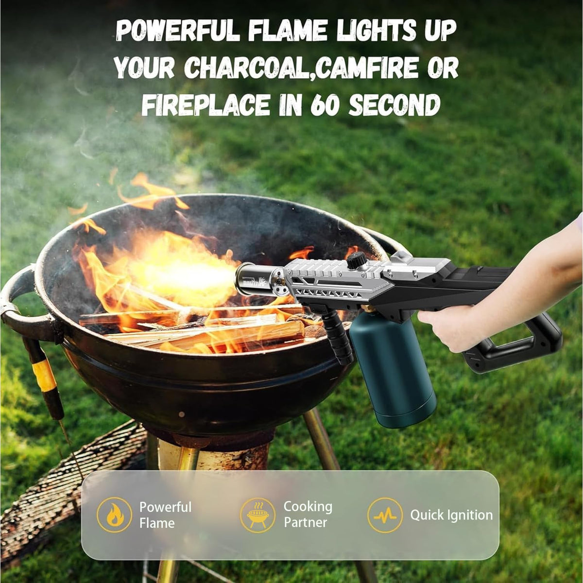 ARTFLAMM grill torch gun searing steak after sous vide