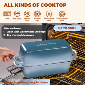 Articasting bread pan with lid ideal for home sourdough and everyday bread.