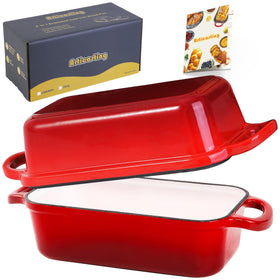 Articasting cast iron bread loaf pan with lid red for consistent crust