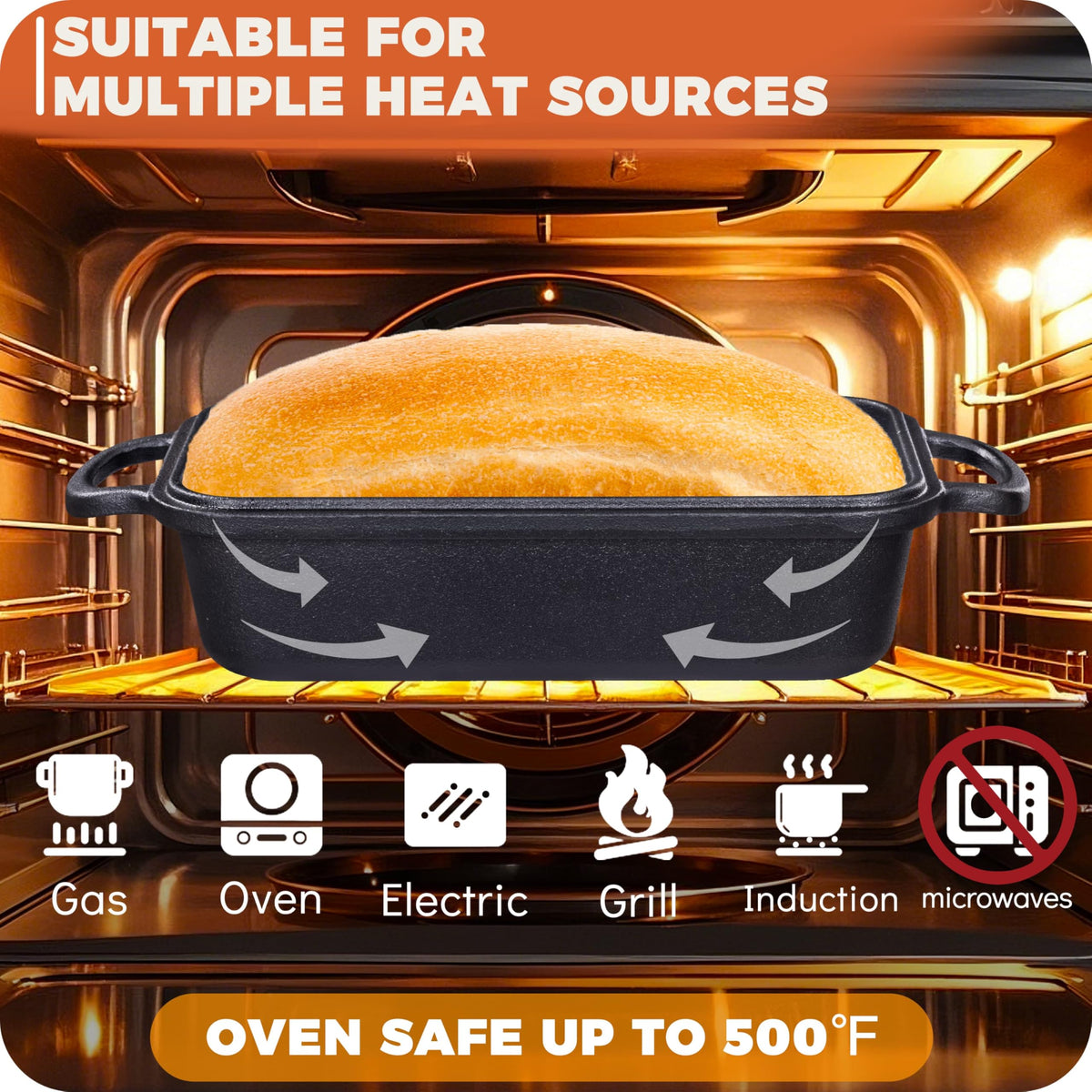 Articasting durable cast iron loaf pan with sturdy handle detail