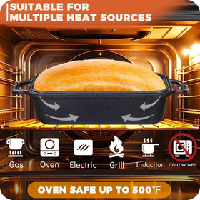 Articasting durable cast iron loaf pan with sturdy handle detail
