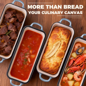 Articasting elegant bread Dutch oven design for crisp crust and even crumb.