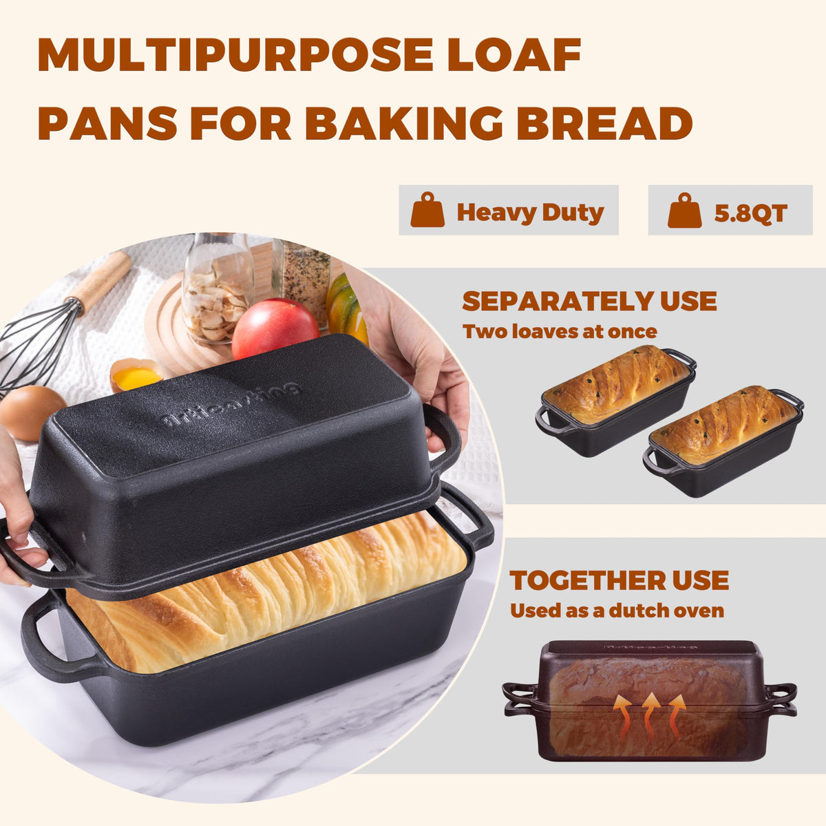 Articasting elegant bread pan design for artisanal crust and crumb.