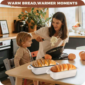 Articasting enameled bread pan with gradient finish for easy crust release