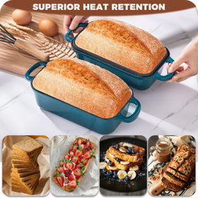 Articasting loaf pan with integrated handles for easy lifting
