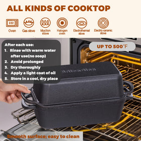 Articasting moisture-locking lid preserves steam for tender crumb.