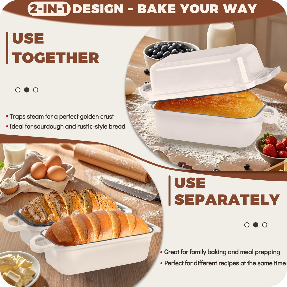 Articasting tight-fitting lid locking in moisture for crisp crusts