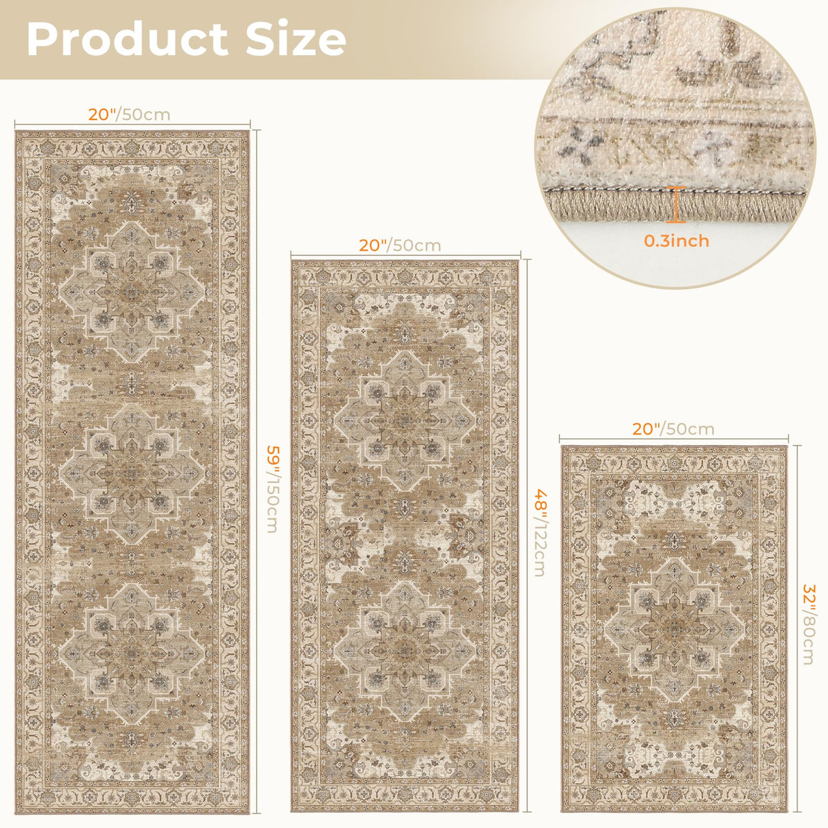 Articosy kitchen rug set 20x32 provides soft, washable comfort by the sink.
