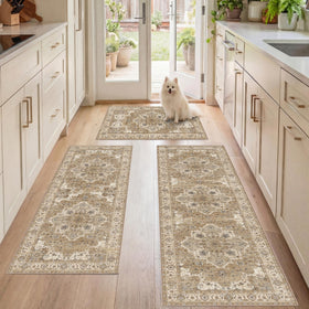 Articosy kitchen rug set 3pc runner offers non-slip safety in a busy kitchen.