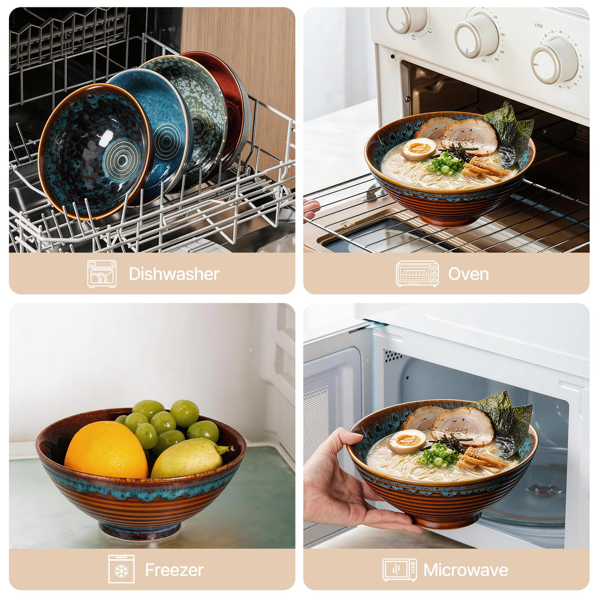 ArtifexCeram microwave-safe ramen bowl suitable for quick reheat