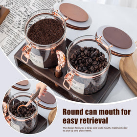 ARTIFORM coffee beans storage jar helps preserve aroma in a transparent container.