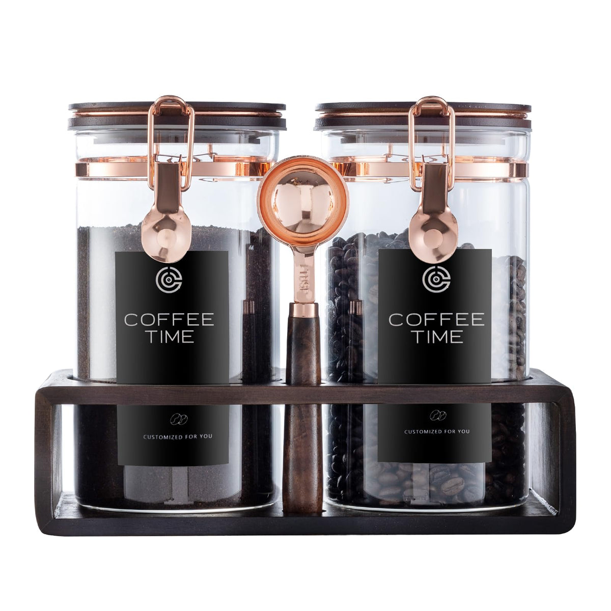 ARTIFORM glass coffee canister set two-pack for airtight storage and pantry organization.