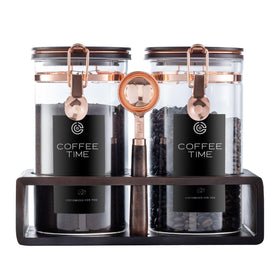 ARTIFORM glass coffee canister set two-pack for airtight storage and pantry organization.