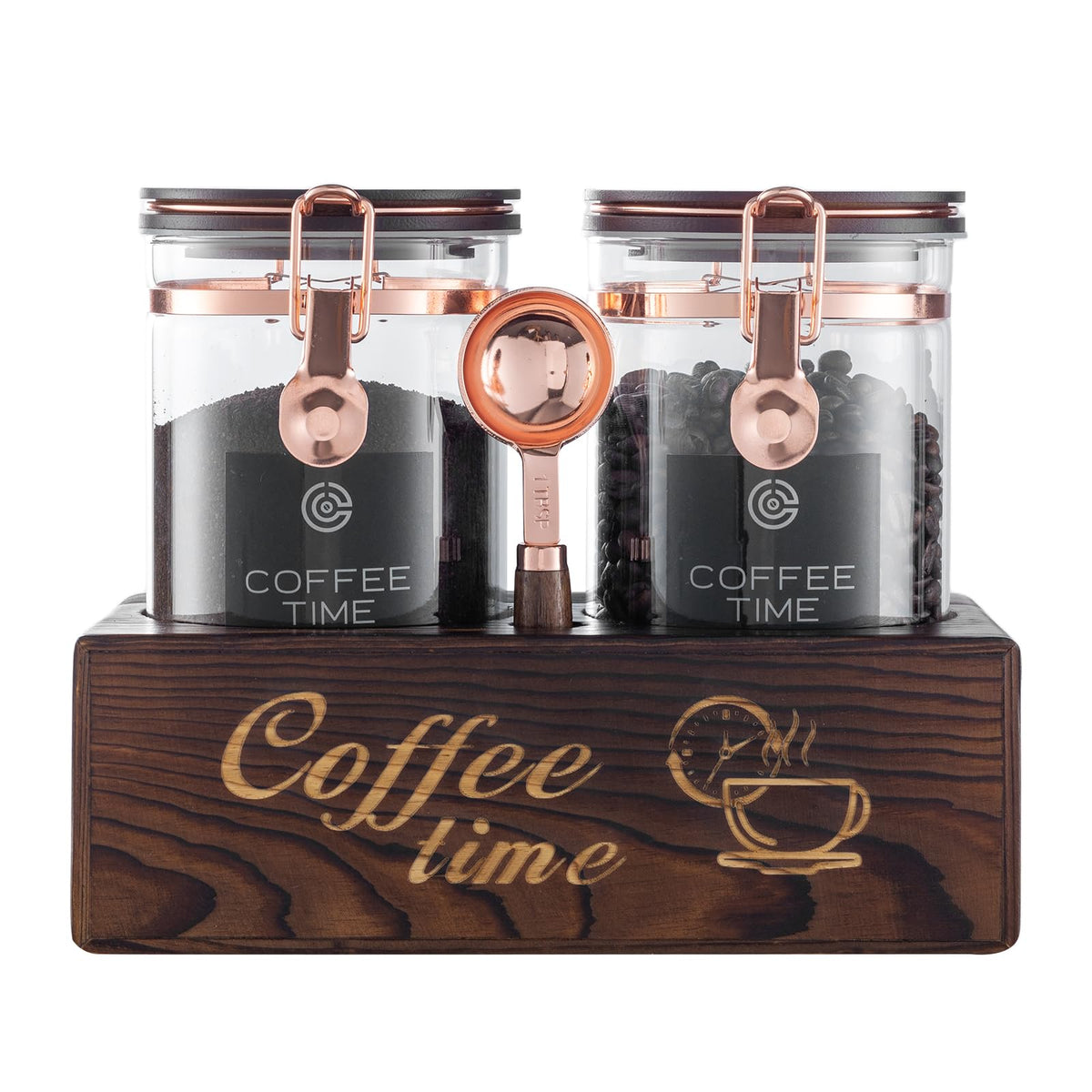 ARTIFORM glass coffee canisters two pack for fresh coffee beans and pantry staples.