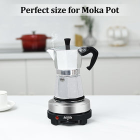 Artilife mini hot plate side view shows slim profile for tight spaces.