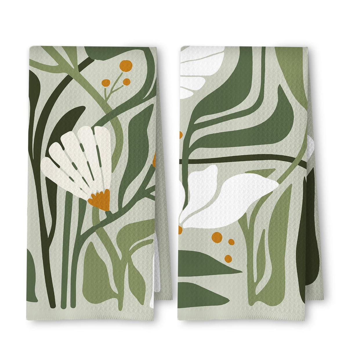 ArtisaEura abstract boho sage green floral towel with quick-dry performance for kitchen use.