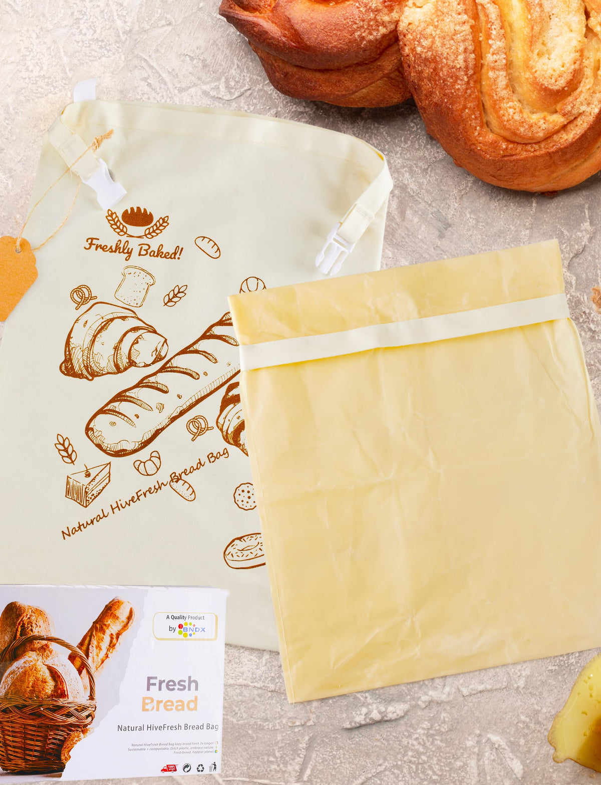 Artisanhive beeswax bread bags with removable liner for easy cleaning.