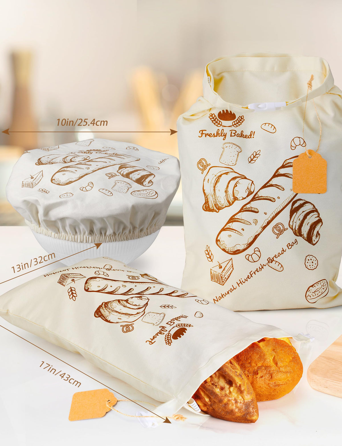 Artisanhive bread bags in cotton-linen outside for everyday use.