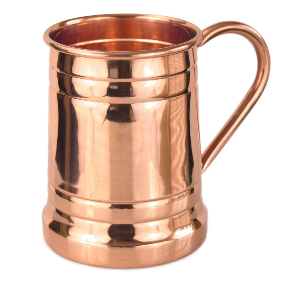 Artisan's Anvil Pure Copper Beer Mug front view highlights solid copper build.