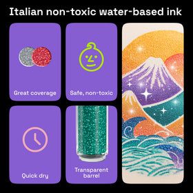 ARTISTRO glitter pens adding fabric accents with quick-drying glitter ink