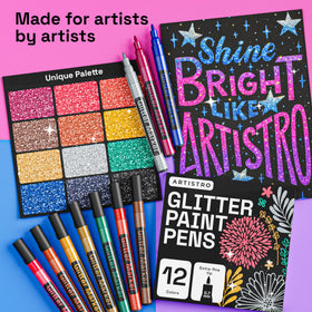 ARTISTRO glitter pens on rocks for shimmering designs