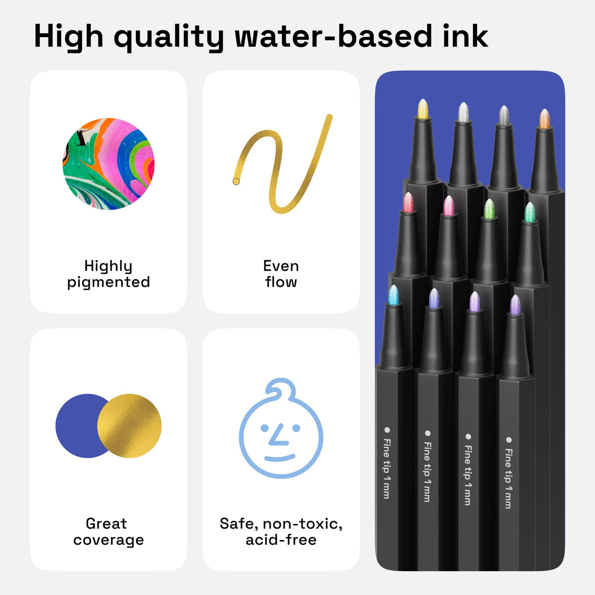 ARTISTRO 12 metallic pens for ceramic detailing with precise glossy accents
